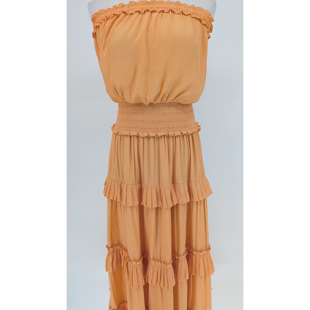 Ramy Brook Natalie Strapless Maxi Dress S Bellini Smocked Tiered Ruffle‎ Boho - Picture 8 of 15